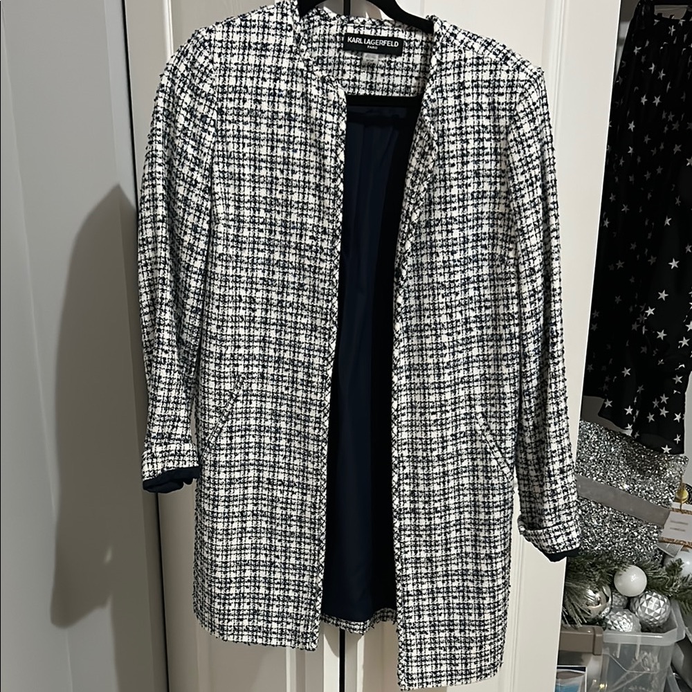 Karl Lagerfeld Women's Black and White Coat